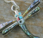 Earrings Abalone Shell Inlay Dragonfly 